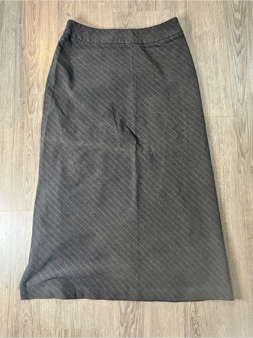 Vintage Covington Charcoal Pinstripe Midi Skirt Size 8 - Women's